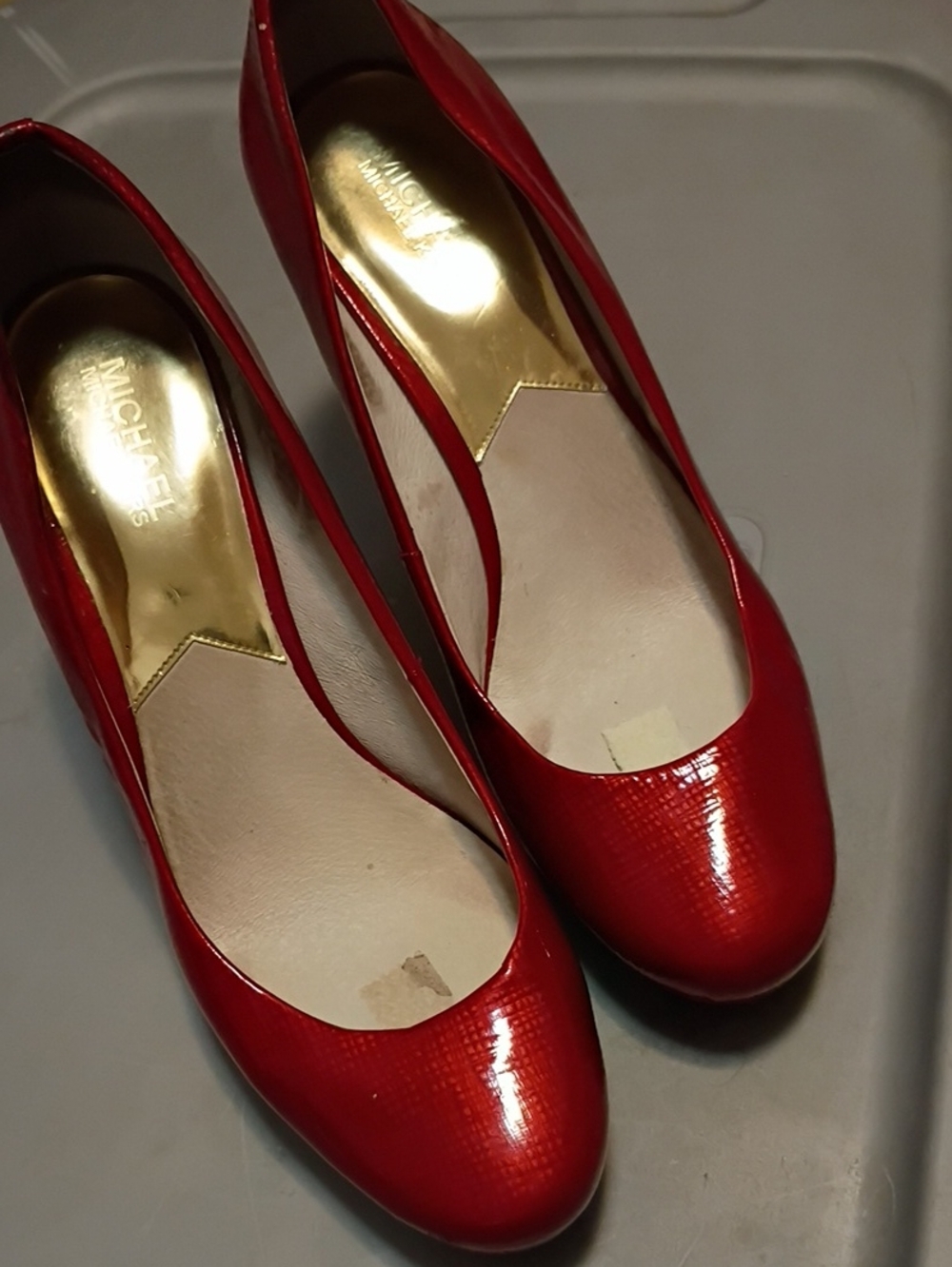 Michael Kors Red Patent Round-Toe Pumps